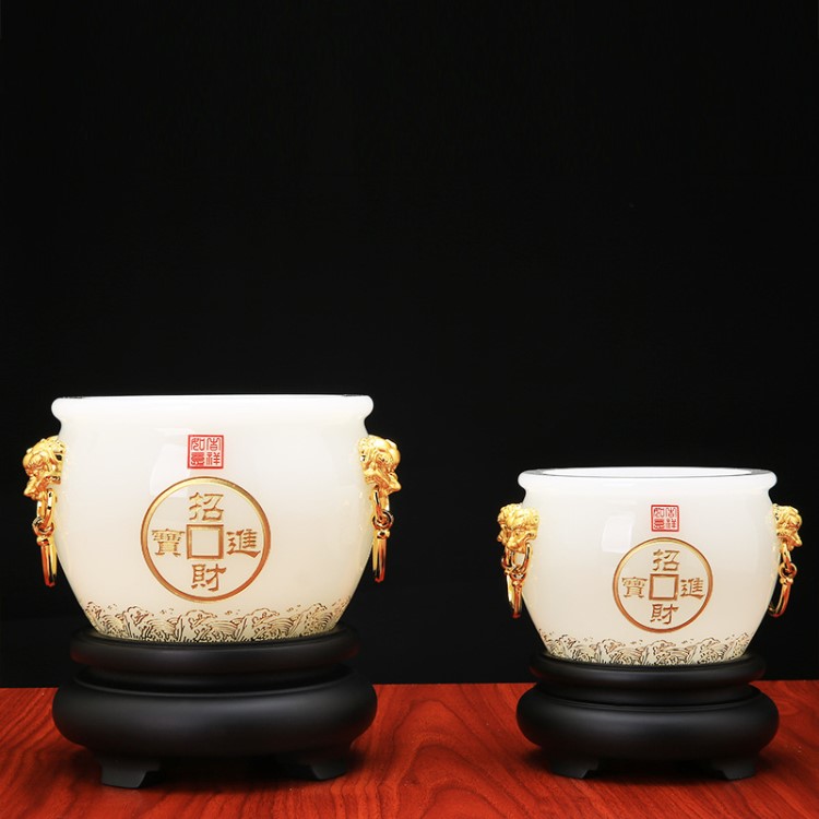 琉璃聚寶盆招財擺件中式創(chuàng)意工藝品企業(yè)銀行保險開業(yè)禮品定制