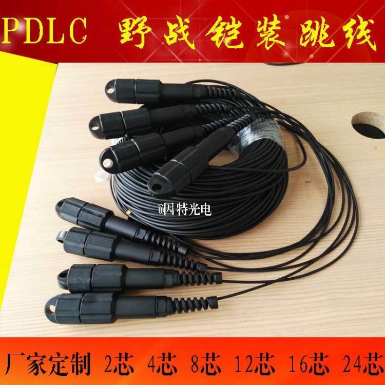 PDLC防水野战光纤接头ip68基站拉远连接器4.2.6.12芯铠装跳线尾纤