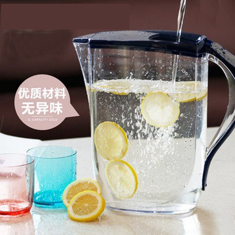 3L冷水壺耐高溫大容量涼水壺食品級塑料果汁壺加厚鴨嘴壺