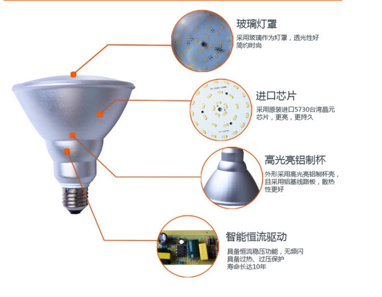 厂家直销led防水射灯/PAR38LED旋压铝杯灯/喷泉、绿化带灯