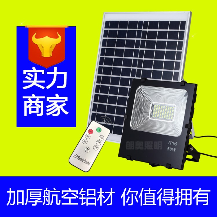 朗奥 LED黑金刚太阳能投光灯遥控光控跨境生产厂家Solar