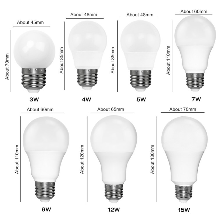 led塑包铝球灯泡E27螺口节能灯超亮家用照明光源E14泡灯110V 220V