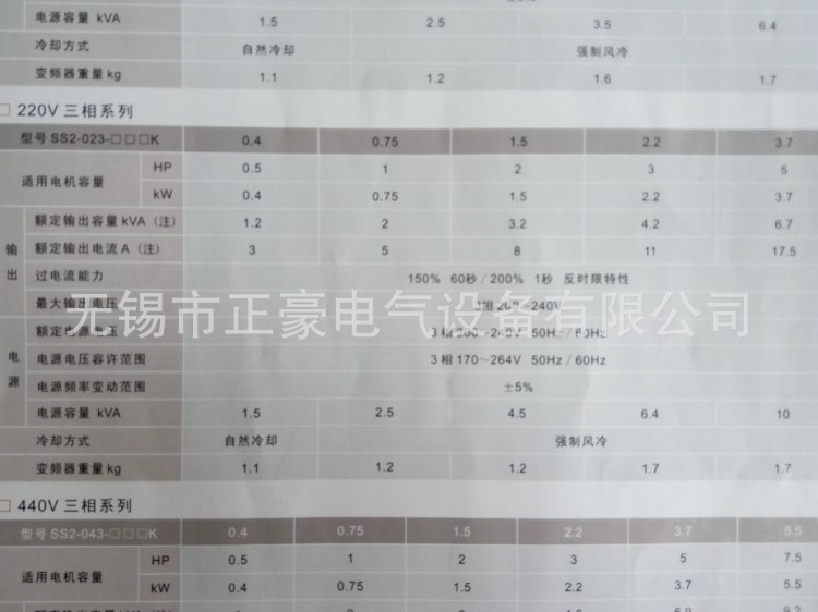 士林电机 士林变频器 SS2系列 SS2-023-2.2K 三相 220V