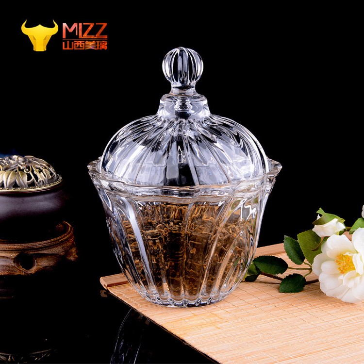 廠家直銷耐熱玻璃茶具 透明密封儲物罐 創意歐式花茶糖果茶葉罐