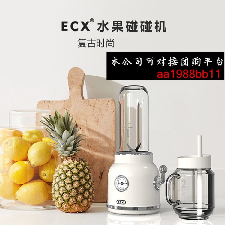 ECX水果碰碰機(jī)多功能手搖榨汁機(jī)廚房便攜式電動(dòng)料理機(jī)絞肉機(jī)復(fù)古