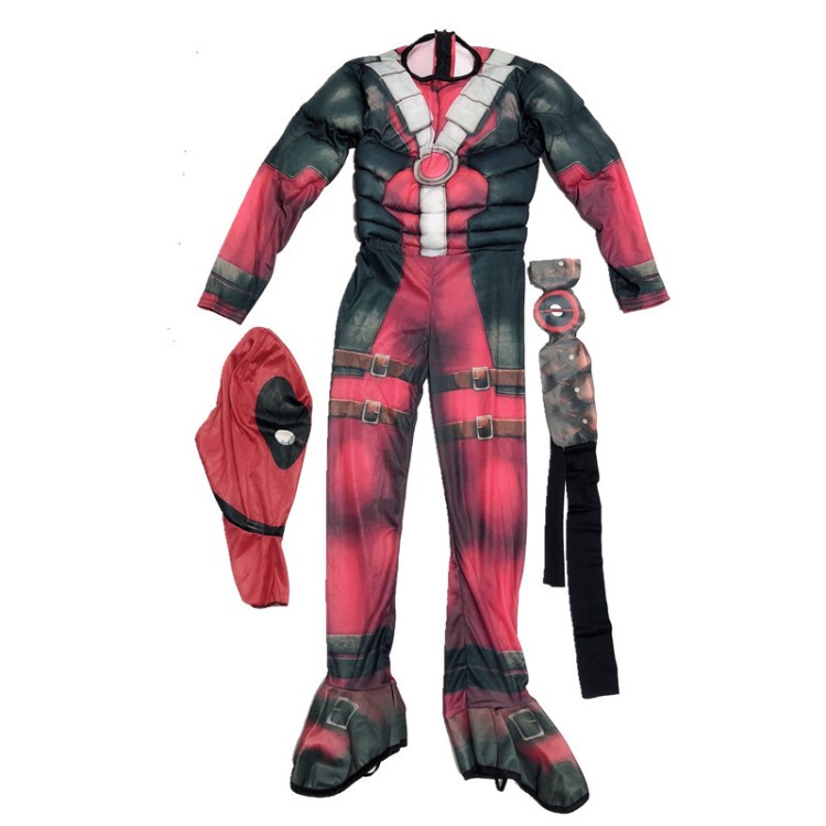 萬圣節(jié)死侍肌肉兒童表演服裝Deadpool Cosplay舞臺(tái)表演服裝