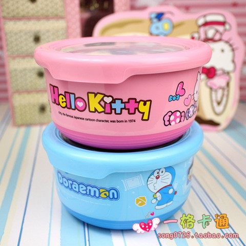 Kitty貓叮當(dāng)水果盒密封卡通304不銹鋼密封泡面碗飯盒便當(dāng)盒保鮮盒