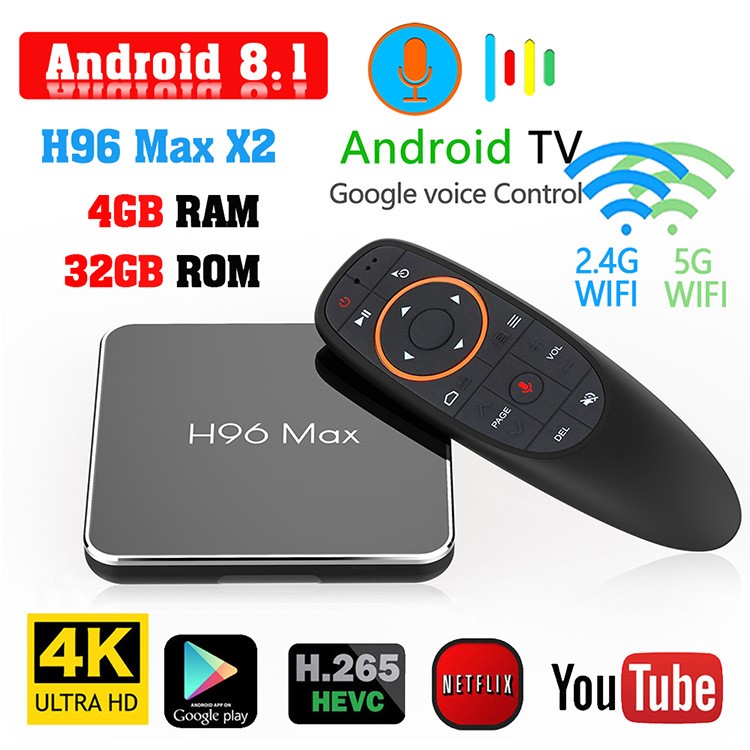 語音版本H96 Max X2 S905X2 安卓8.1 TV BOX 4GB+32GB 電視機(jī)頂盒