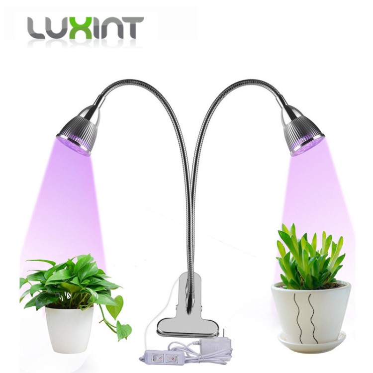 LUXINTLed雙頭夾子10W軟管燈多肉植物生長補光燈紅藍配比一件代發