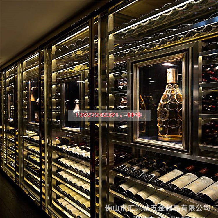 匯興誠不銹鋼不銹鋼恒溫定制餐廳酒柜隔斷酒窖酒柜定制生產批發