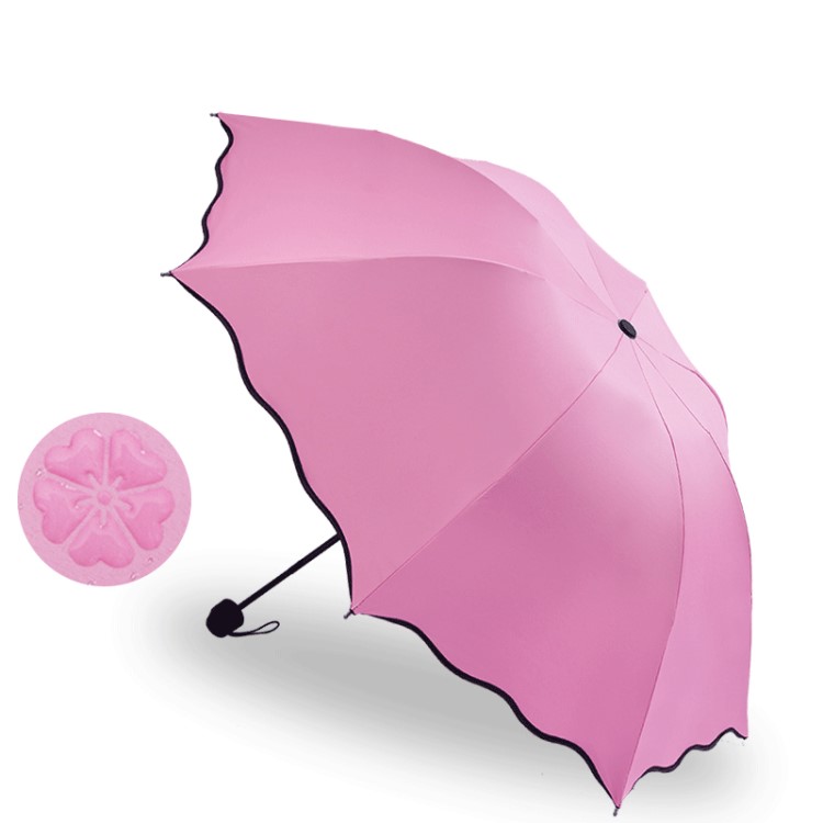 遇水開花雨傘防曬黑膠防紫外線 晴雨兩用三折疊太陽傘女士遮陽傘