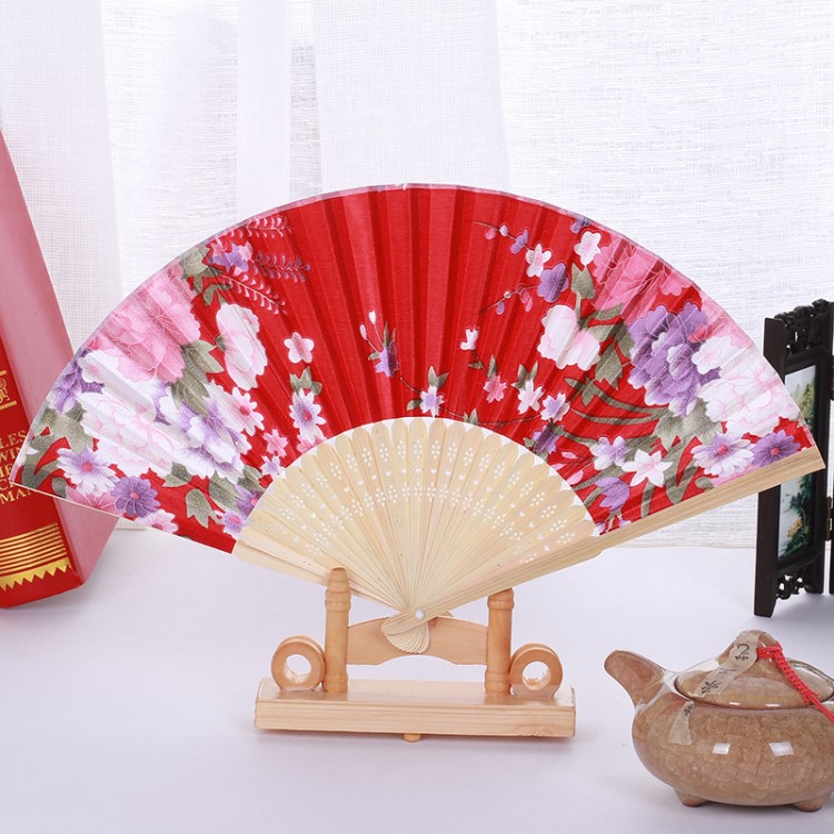 廠家直銷折疊日式折扇禮品折扇色丁布扇子女扇批發