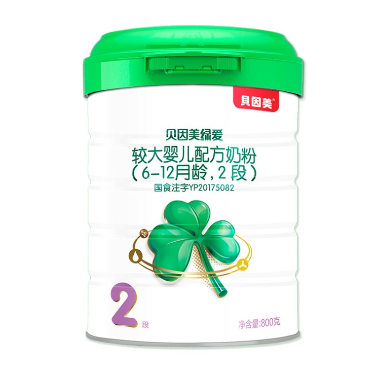 貝因美綠愛 加較大嬰兒配方奶粉2段適合6-12個(gè)月800g