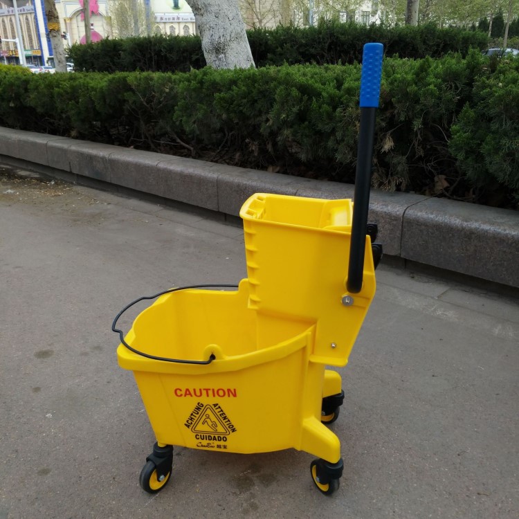超寶單桶榨水車B-040C酒店手壓式墩布擠水拖把桶 清潔車榨水車24L