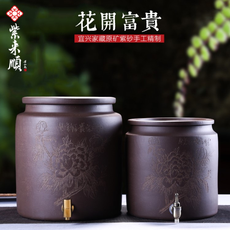 紫來順茶具紫砂水缸凈水器直筒精品麥飯石茶缸定制批發(fā)價617