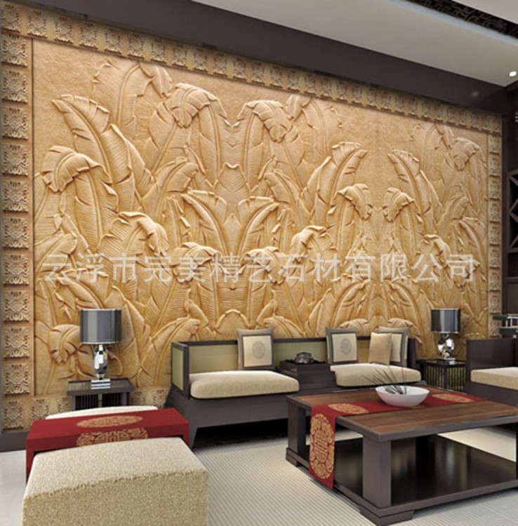 大廠直銷天然大理石砂巖花崗巖浮雕 來圖定制背景墻現代壁畫雕刻