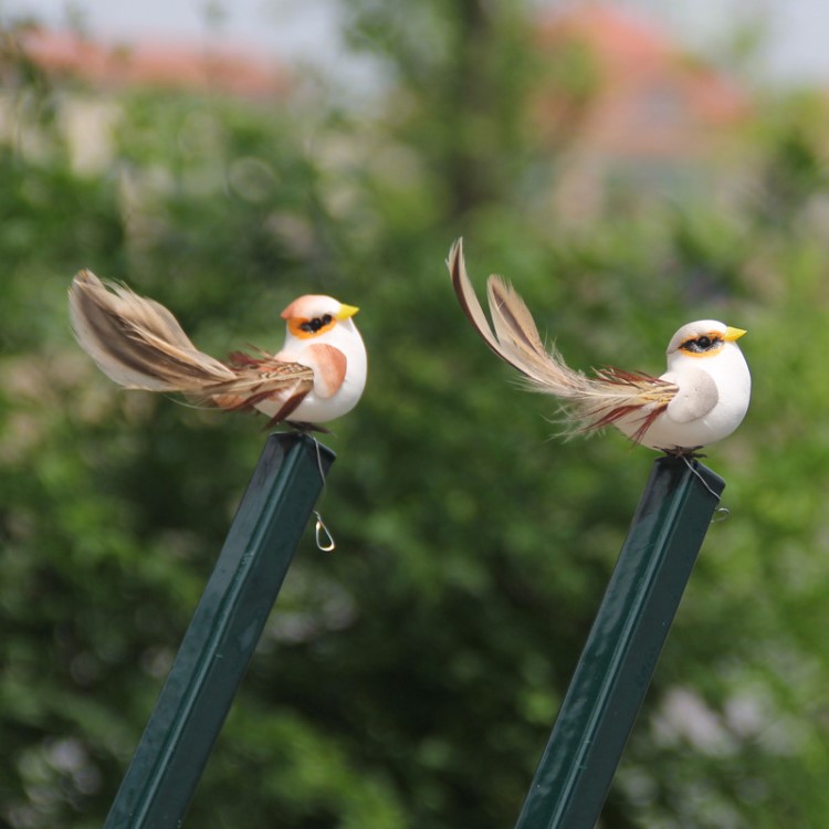 羽毛仿真小鳥泡沫鳥綠植捆綁園藝田園園林裝飾圣誕工藝鳥