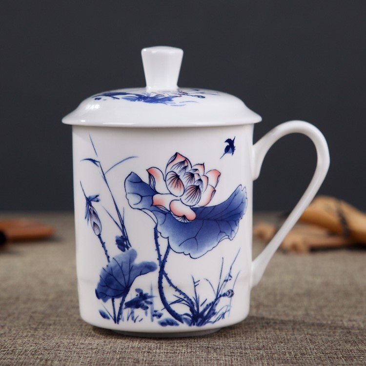景德鎮陶瓷杯子定做骨瓷泡茶杯帶蓋會議杯馬克杯禮品杯辦公杯