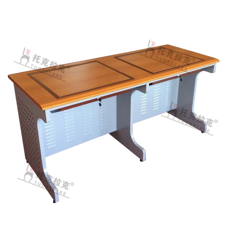 學生機房電腦桌 液晶屏顯示器翻轉電腦桌 主機隱藏式電腦桌