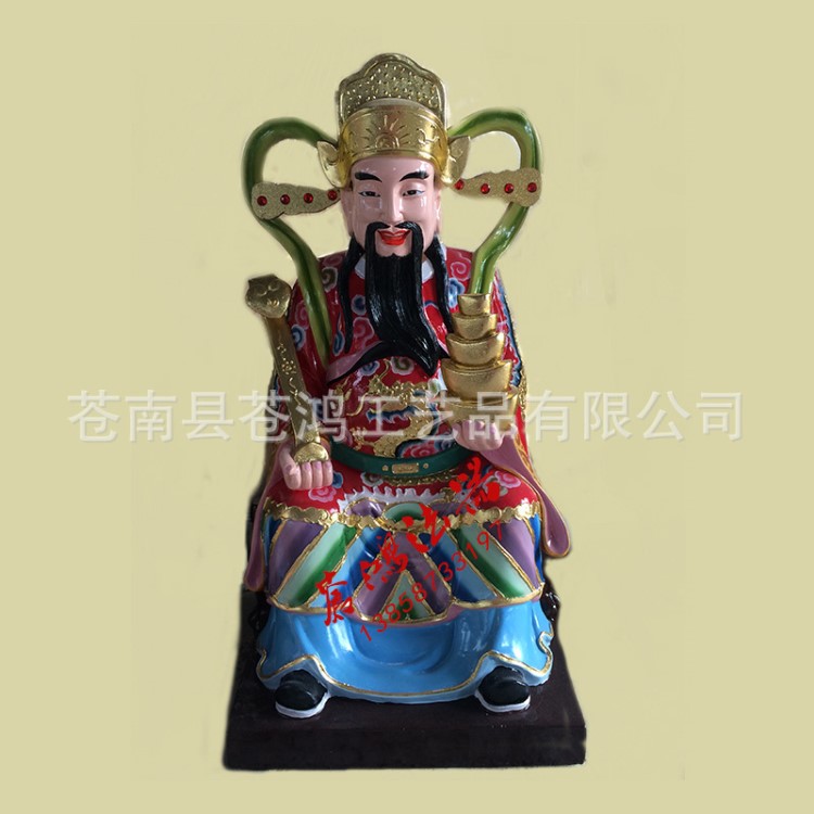 廠家直銷木雕財(cái)神大型佛像道教神像 財(cái)神爺貼金彩繪禮品 寺廟擺件