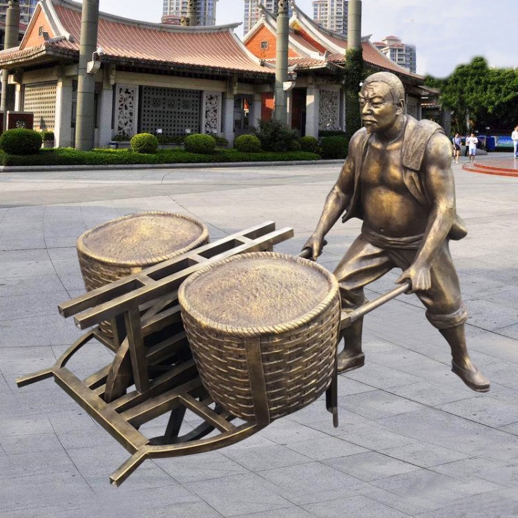 玻璃鋼仿銅農(nóng)耕雕塑 農(nóng)民手推車廣場(chǎng)步行街場(chǎng)景民俗小品 廠家定制