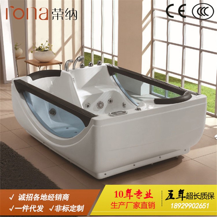 鋼化玻璃擋板按摩浴缸 智能衛(wèi)浴批發(fā) 家用雙人浴缸按摩浴缸廠