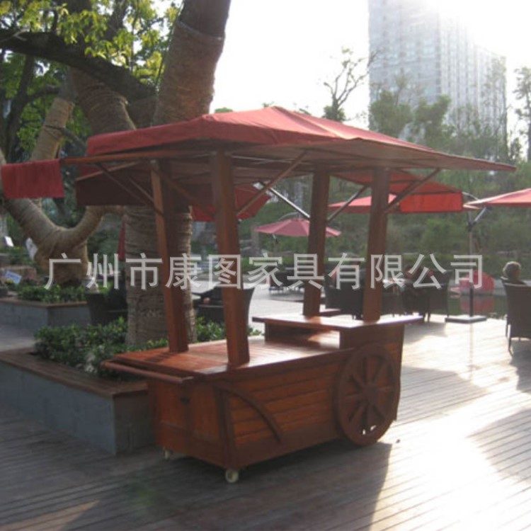 景區(qū)防腐木售賣(mài)車(chē) 步行街移動(dòng)木質(zhì)售賣(mài)亭 廣場(chǎng)移動(dòng)手推車(chē)