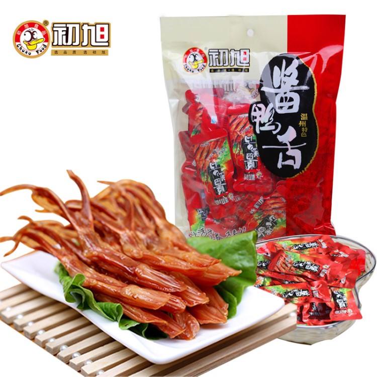 溫州特產(chǎn)初旭鴨舌480克原味初旭食品醬鴨舌美食小吃批發(fā)