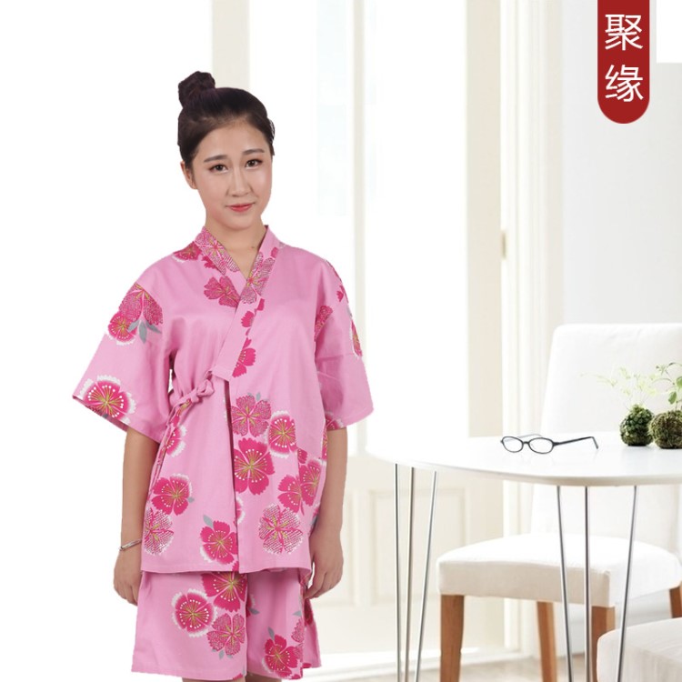 廠家生產(chǎn)批發(fā)安然納米汗蒸服全棉日式櫻花和服系帶