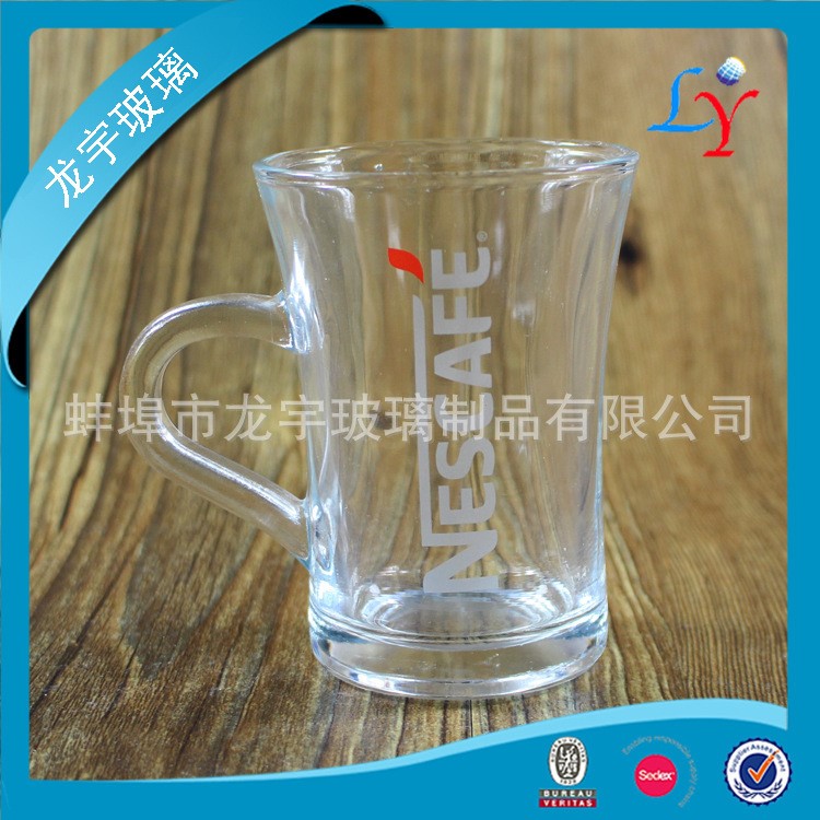 厂家 量雀巢定制logo 咖啡礼品玻璃小把杯