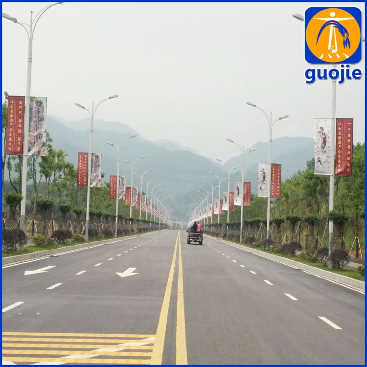 高速路燈桿廣告橫幅 街道燈桿廣告橫幅抱箍，路燈桿廣告道旗展架