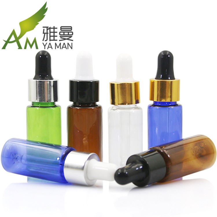 15ml PET瓶 金銀蓋 綠色藍色透明棕色精油瓶 白色膠頭滴管精油瓶