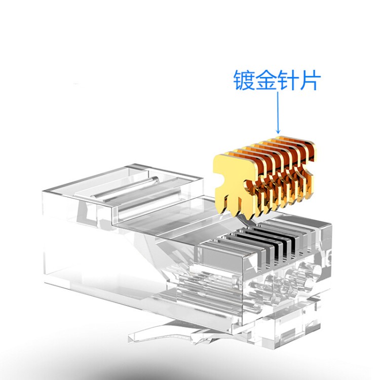 廠家直銷 六類雙排水晶頭 rj45鍍金 帶屏蔽網(wǎng)線千兆連接器 環(huán)保