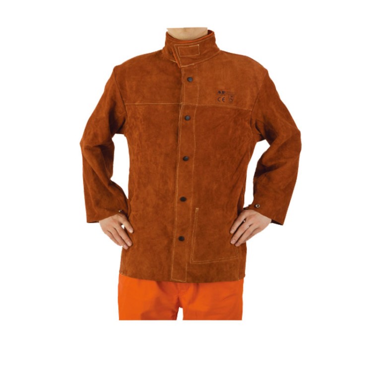 焊服批發 咖啡色全皮上身焊服生產廠家 AP-7130友盟 焊接防護服