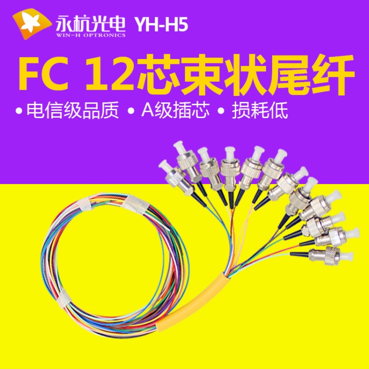 廠家直銷 電信級12芯束狀尾纖FC/UPC單模尾纖跳線12芯圓頭尾纖