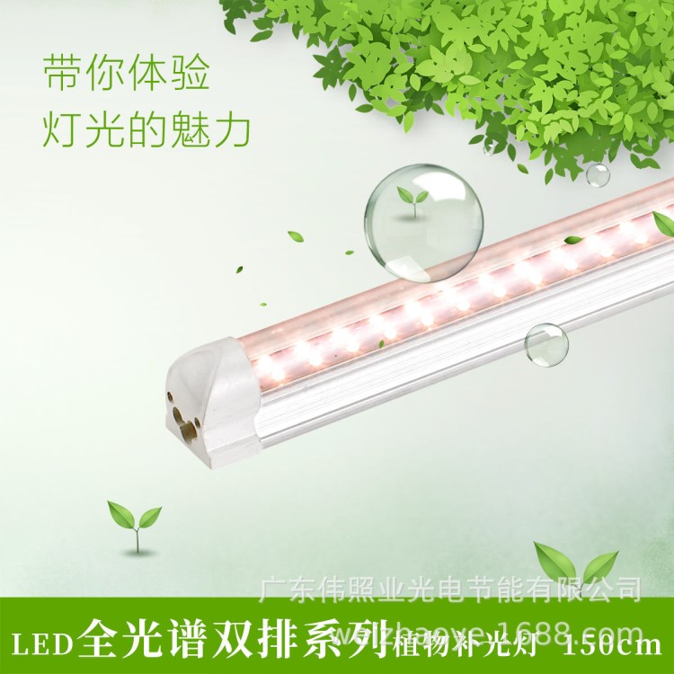 led 植物燈植物補光燈植物生長燈多肉上色1.5米雙排 全光譜粉