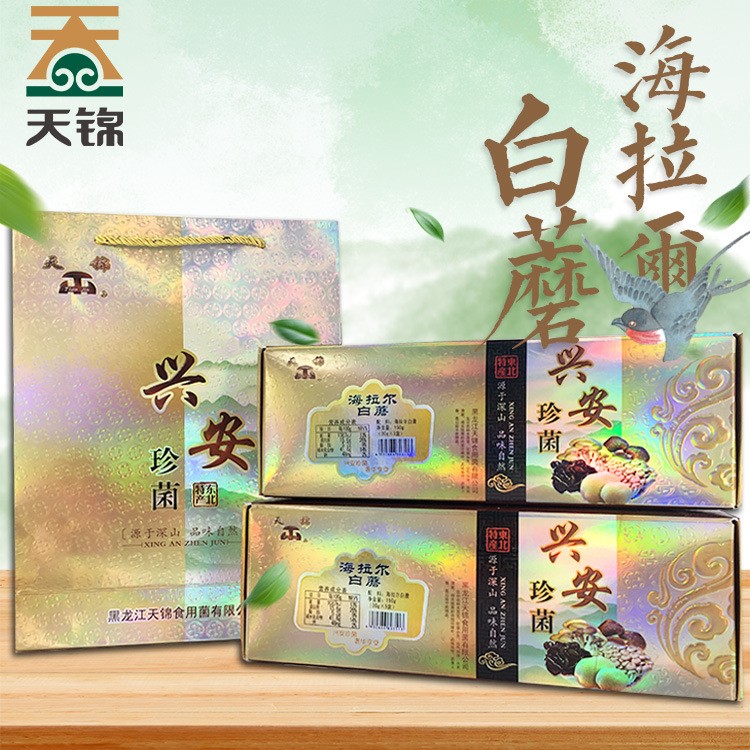 廠家直銷 天錦興安珍菌海拉爾白蘑 150g*2 珍菌禮盒