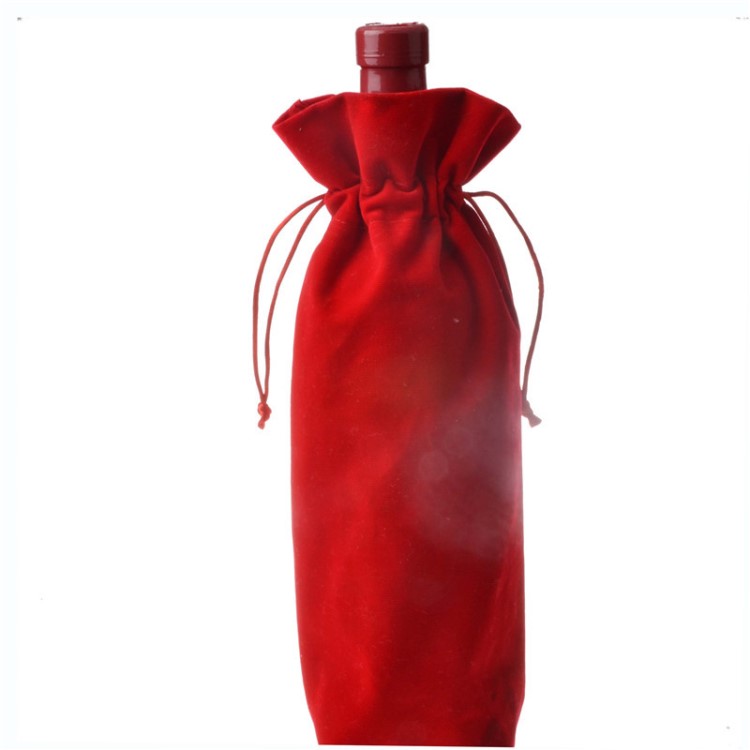 紅酒禮袋 絨布紅酒袋 紅酒盲品袋 抽繩束口袋 15*36cm 現(xiàn)貨批發(fā)
