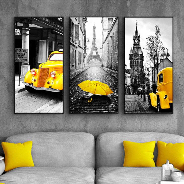 廠家一件代發黑白建筑風景掛畫歐式風格客廳餐廳沙發噴繪裝飾油畫