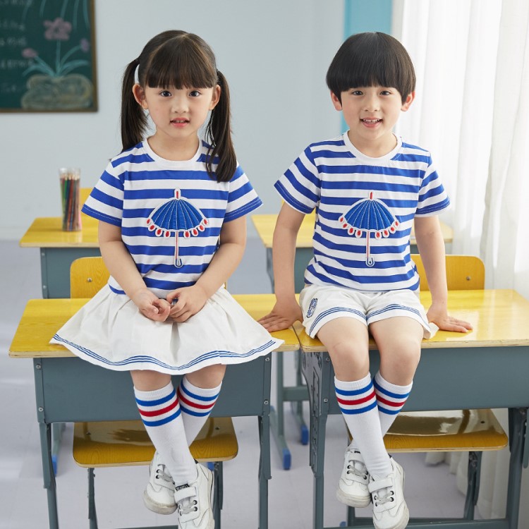 2019夏季幼儿园短袖套装六一儿童演出表演服小学生校服幼儿园班服