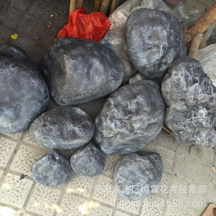 景觀石頭灰色假石頭玻璃鋼石頭 仿真工藝酒店園林工程樹脂擺件