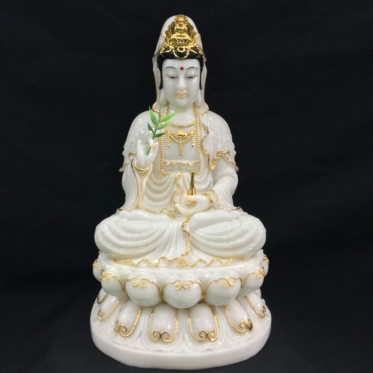 廠家定制批發12寸16寸19寸小號漢白玉觀音樹脂工藝品批發佛像擺件