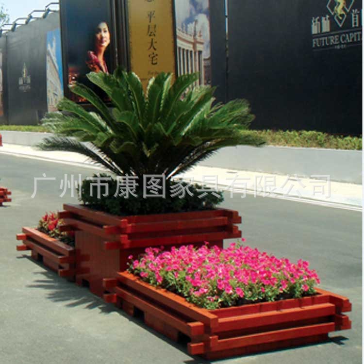 廣場組合花箱 園林景觀花架 PVC花箱組合 戶外木制花箱組合