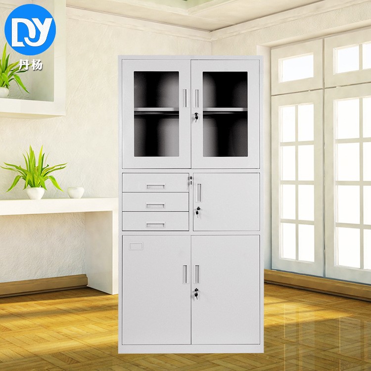 廠家批發(fā)加厚偏三斗器械文件柜帶保險(xiǎn)密碼鎖玻璃資料柜財(cái)務(wù)憑證柜