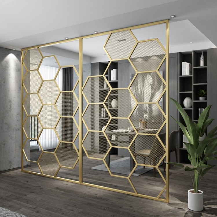 北欧铁艺定制玄关创意蜂巢入户镂空隔断 办公室酒店时尚大气屏风