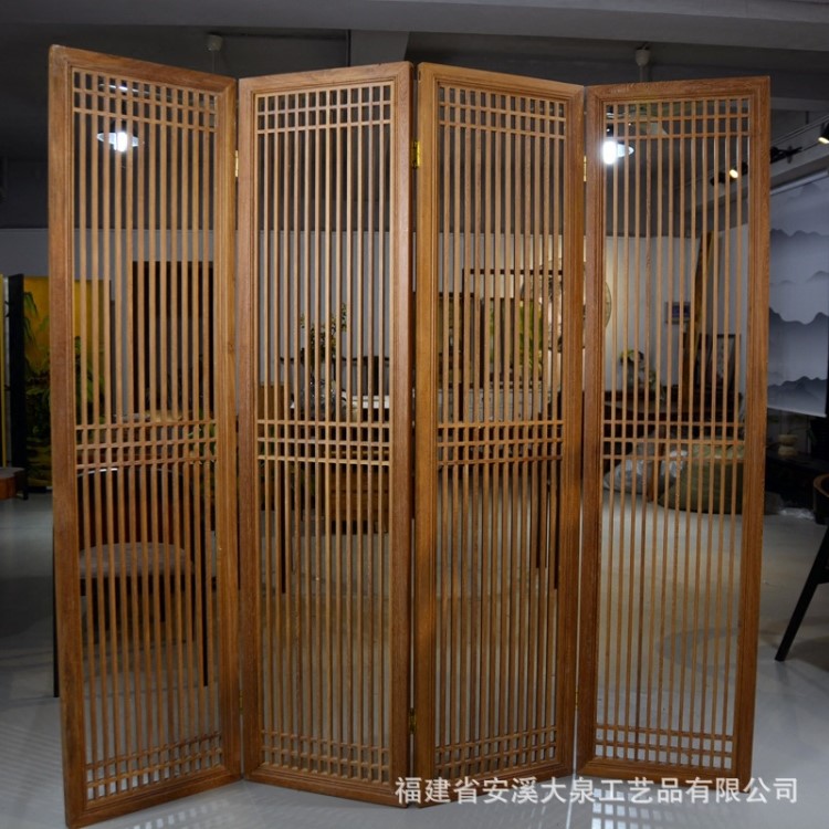 酒店玄關隔斷禪意折疊松木木蠟油涂裝屏風接受預定批發
