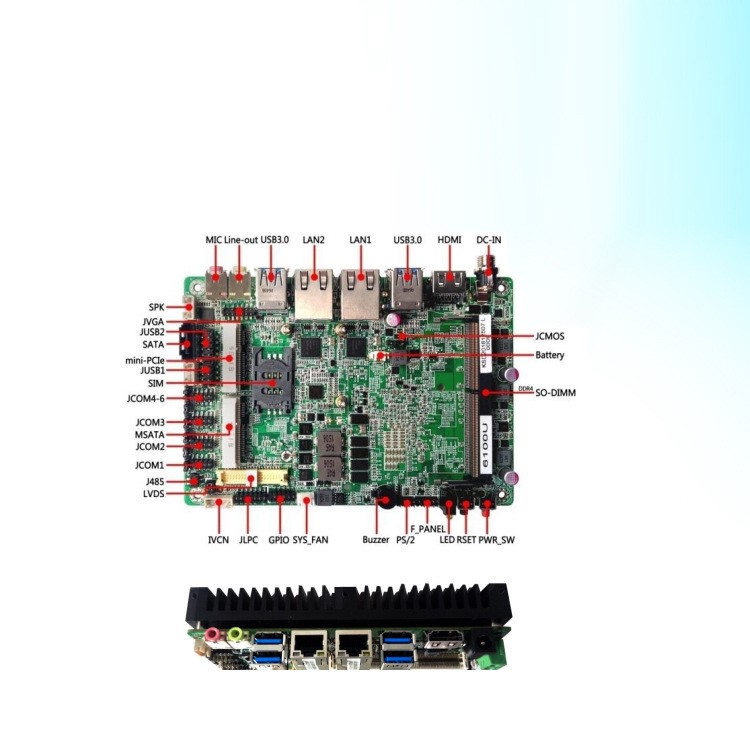 双网6串8USB 板贴6代i3 低功耗无风扇整机EPIC嵌入式主板
