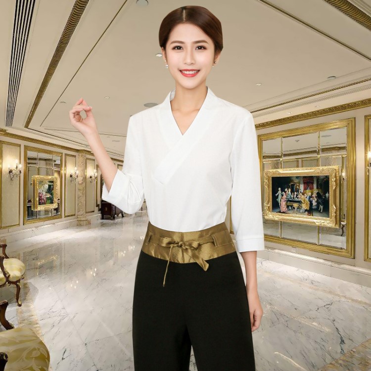 新款spa工作服女養生館美容師套裝秋冬足療店按摩技師美容院服裝