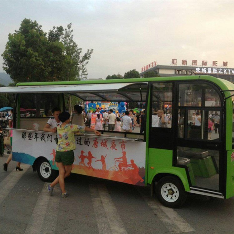 厂家直销电动餐车小吃车 四轮售货车 厂区移动中巴快餐车送餐车