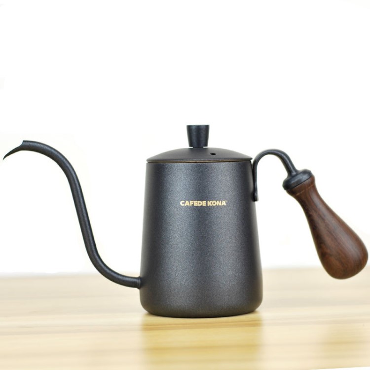 Cafede Kona黑色特氟龍手沖咖啡壺 不銹鋼改進型尖嘴細(xì)口壺600ml